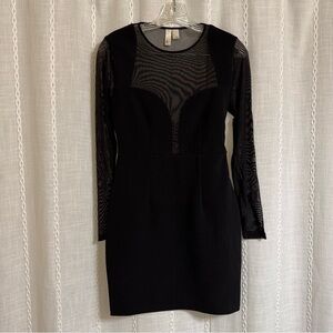 Elegant Black Mesh Panel Dress